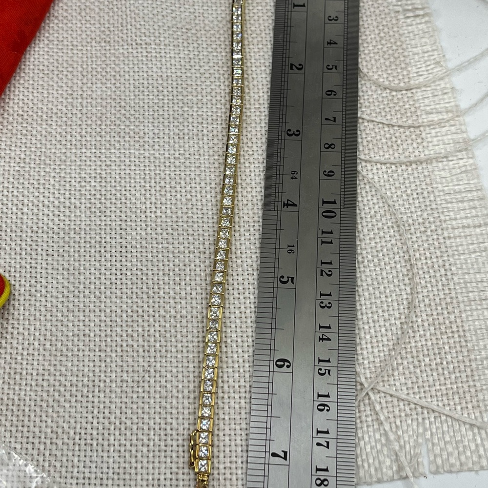 Vintage 90s Vermeil Gold Over Sterling Silver CZ Tennis Bracelet 7.25" Estate - Picture 17 of 17